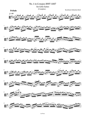 Bach - 6 Cello Suites - No.1 in D minor, BWV 1007 - Complete Original With Fingered
