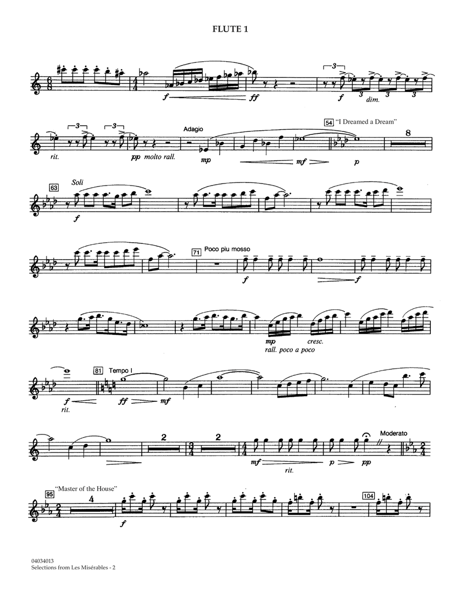 Selections from Les Misérables (arr. Warren Barker) - Flute 1 Concert Band scores gallery preview page 2