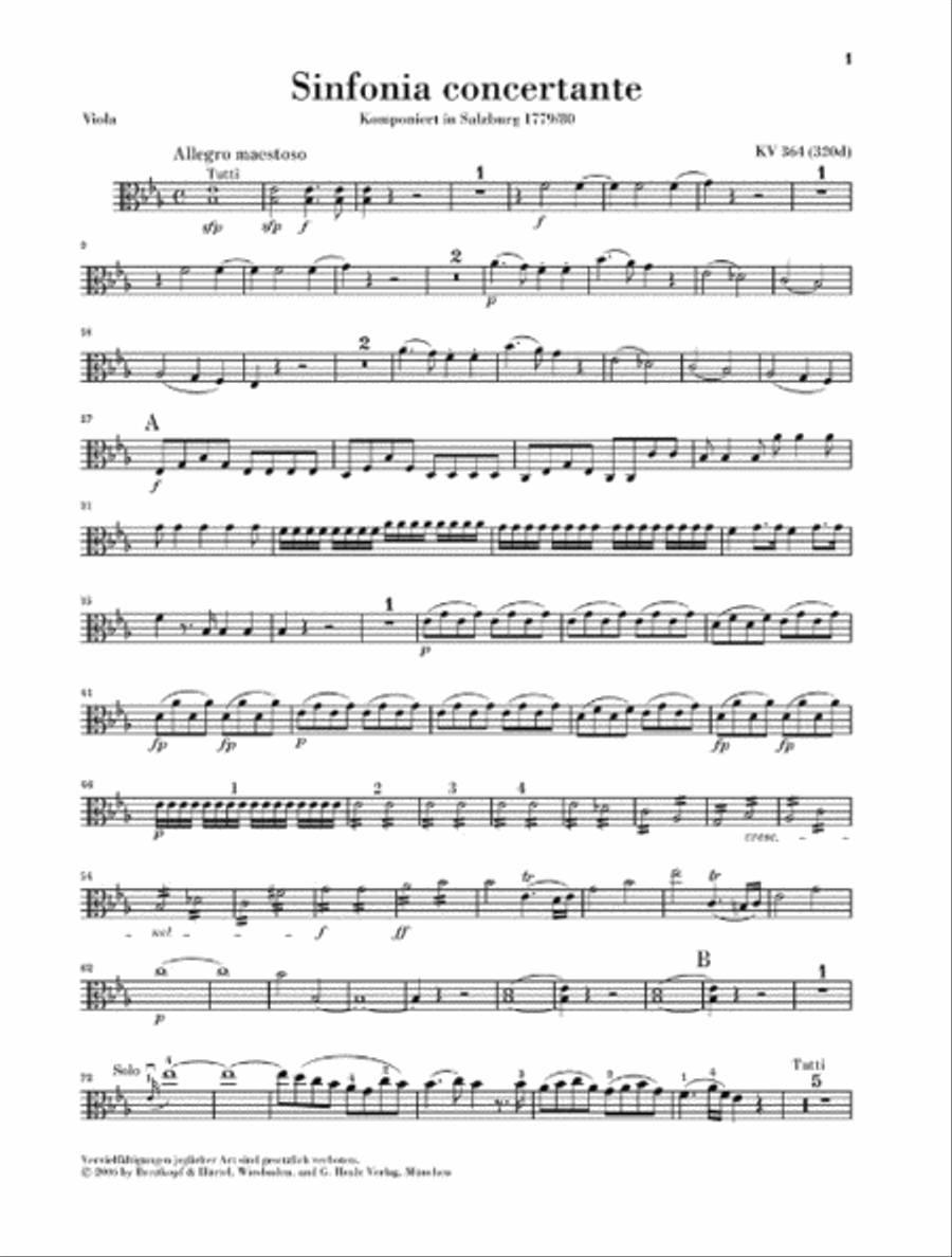 Sinfonia Concertante Eb Major K.364 Violin scores gallery preview page 7