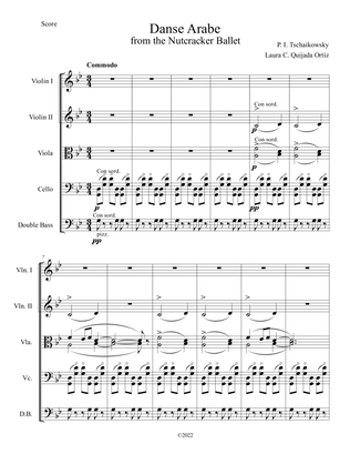 Danse Arabe, from The Nutcracker Ballet, String Orchestra, intermediate, score & parts.