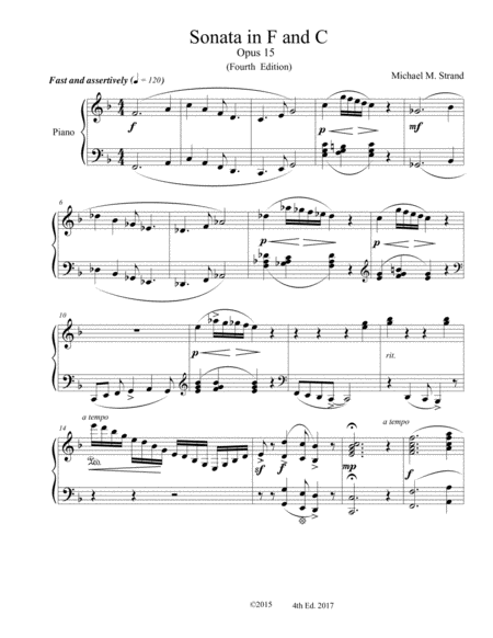 Sonata in F and C, for Solo Piano image number null
