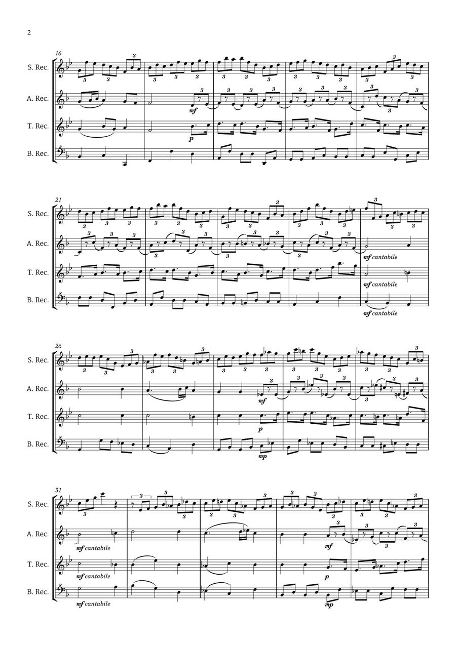 Jesu, joy of man's desiring by Bach for Recorder (transported) Quartet Small Ensemble scores gallery preview page 3