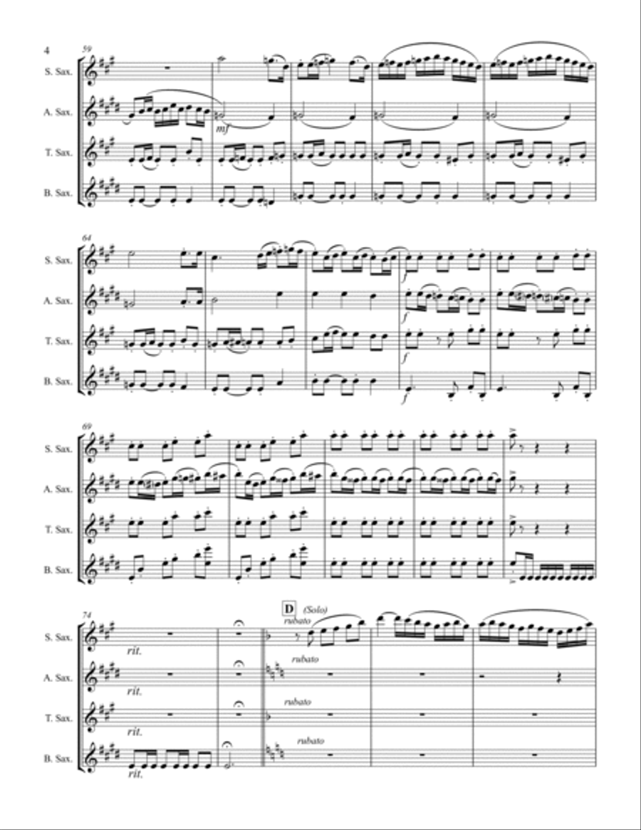 Albéniz - “Sevilla” from Suite Española (for Saxophone Quartet SATB) Saxophone Quartet scores gallery preview page 5