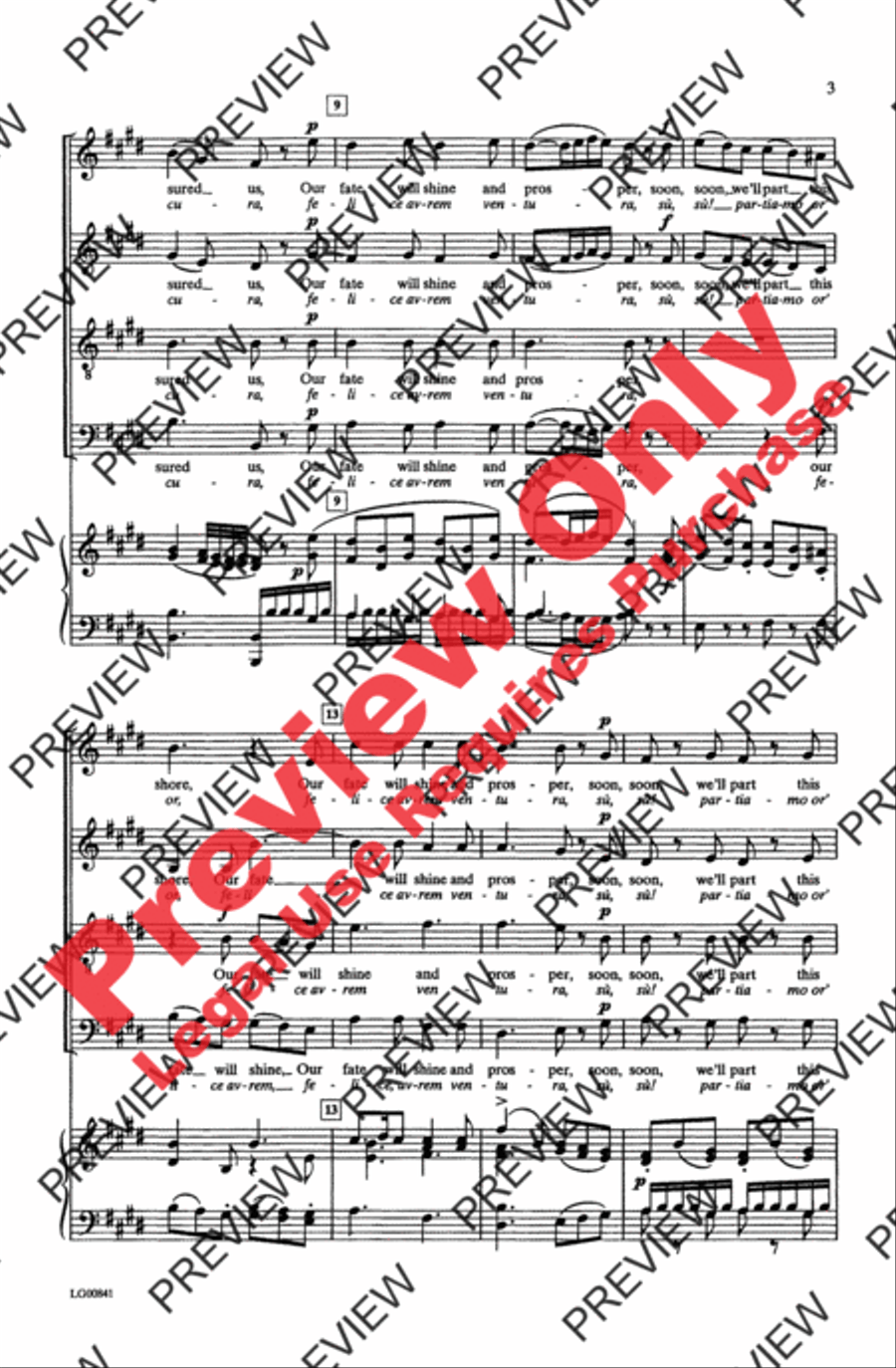 Placido è il mar Placido è il mar 4-Part scores gallery preview page 3