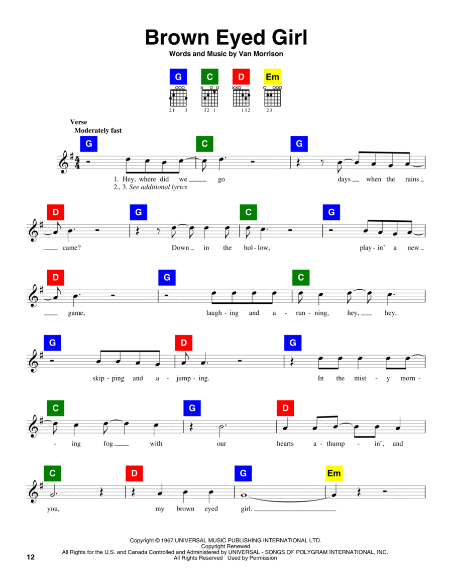 Brown Eyed Girl Electric Guitar scores gallery preview page 1