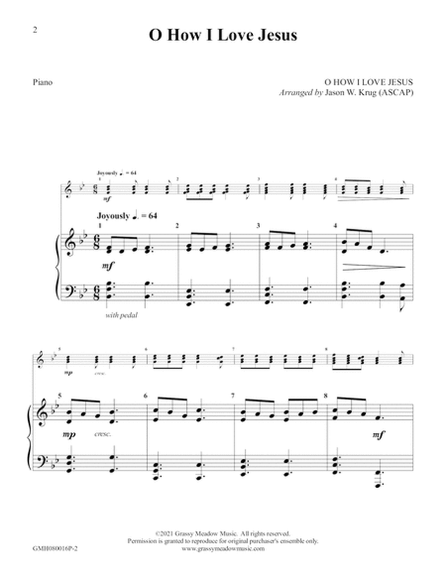 O How I Love Jesus (piano accompaniment for 8 handbell version) image number null