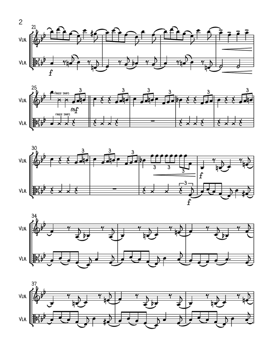 Addams Family Theme String Duet scores gallery preview page 2