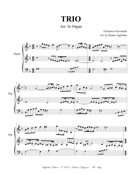 TRIO - Frescobaldi - Arr. for Organ image number null