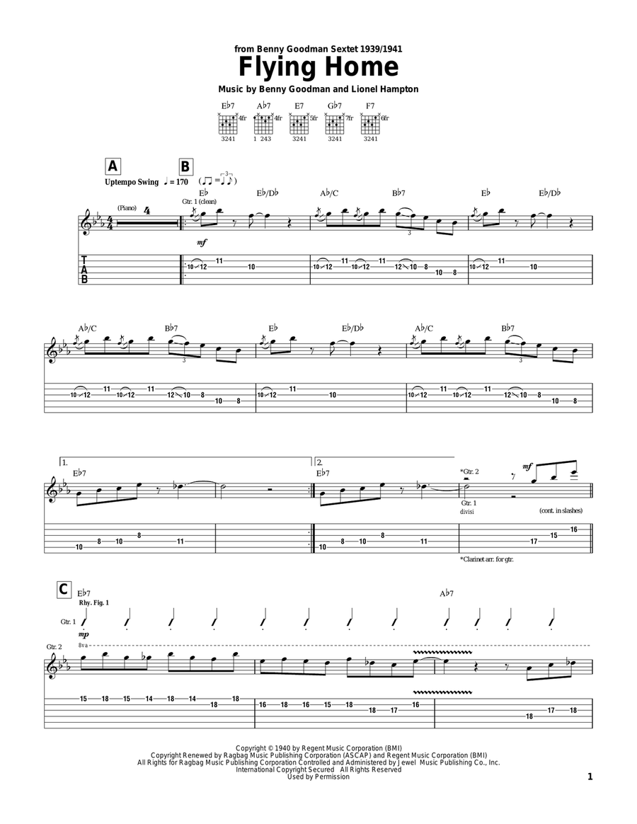 Flying Home Flying Home Electric Guitar scores gallery preview page 1