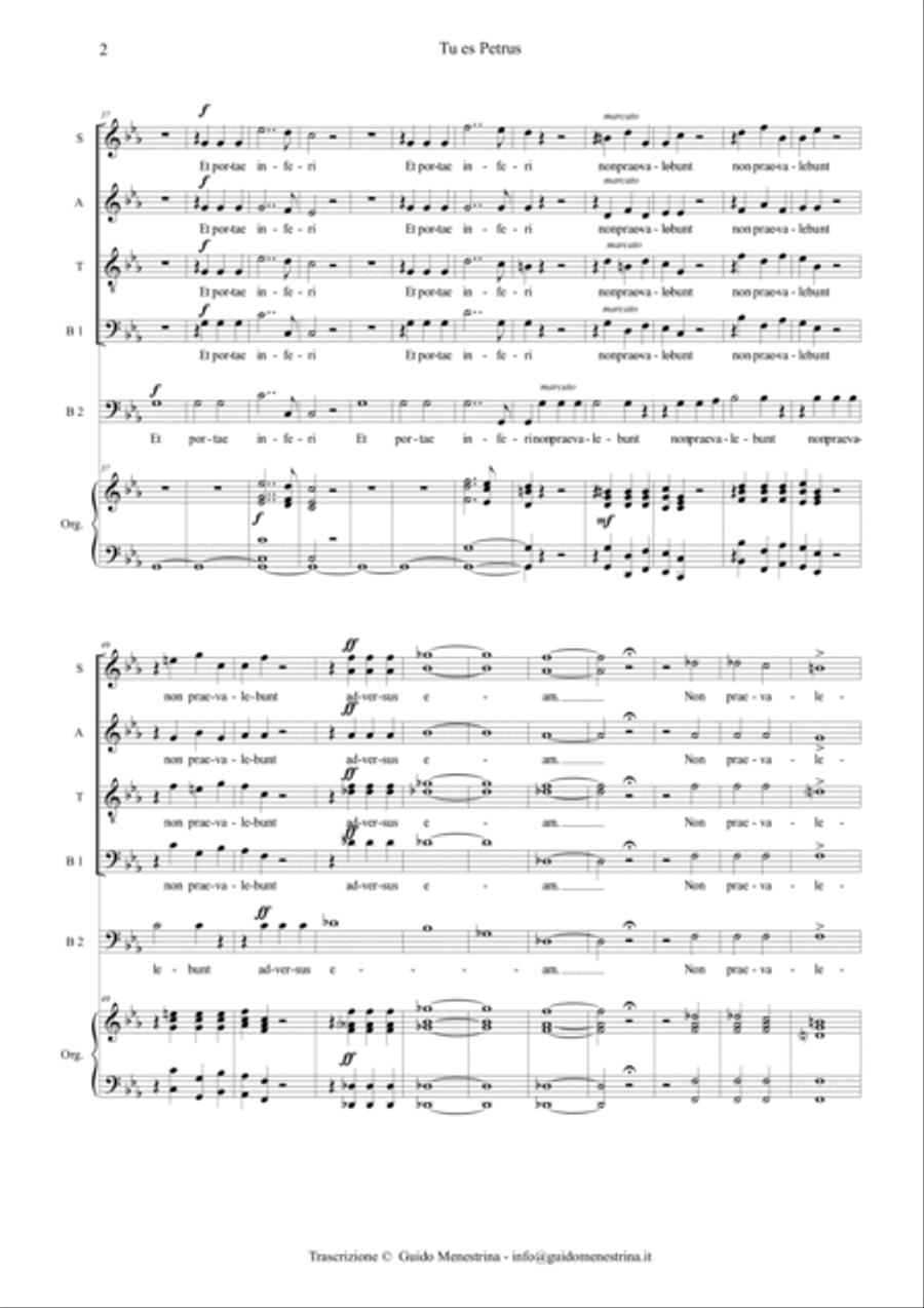Hilarion Eslava - Tu Es Petrus SATBB 4-Part scores gallery preview page 2
