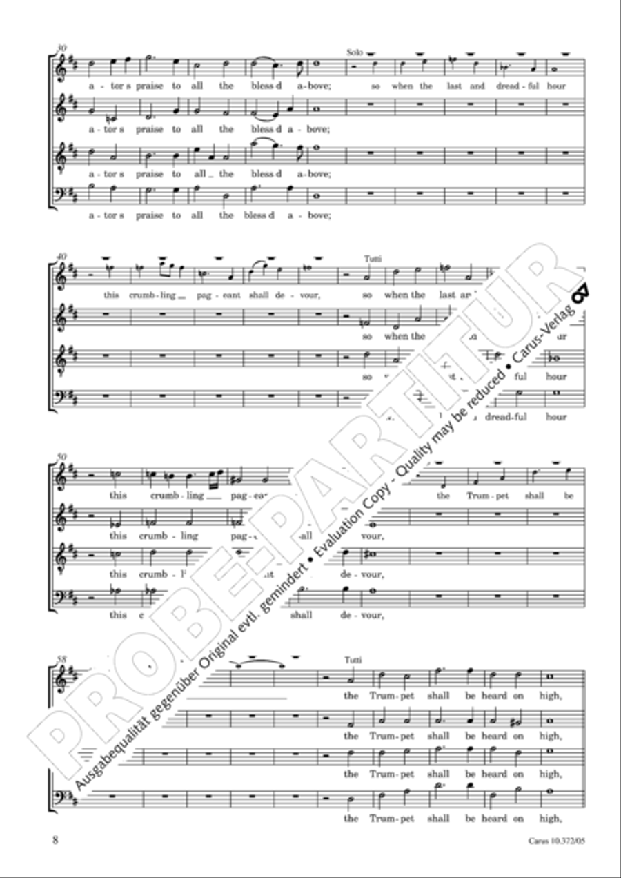 Ode for St. Cecilias Day 4-Part scores gallery preview page 9