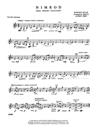 Nimrod (from Elgar's Variations): 3rd B-flat Clarinet
