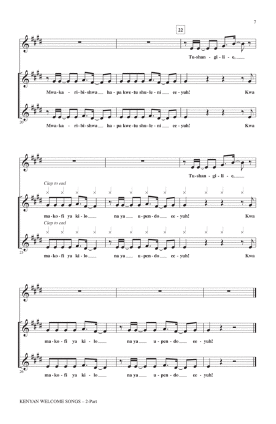 Karibu Wageni (Welcome Visitors) A Cappella scores gallery preview page 5
