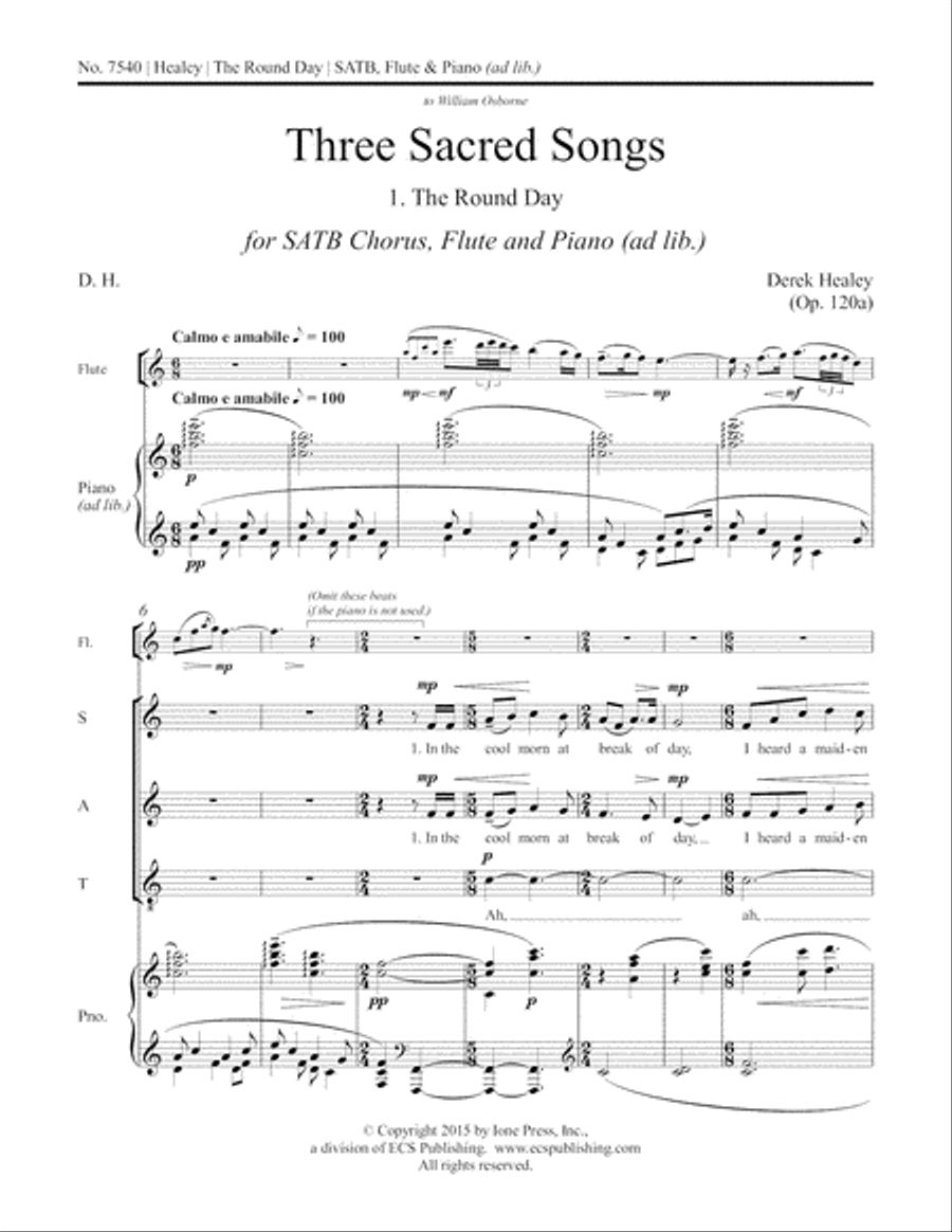 Three Sacred Songs: 1. The Round Day 4-Part scores gallery preview page 2