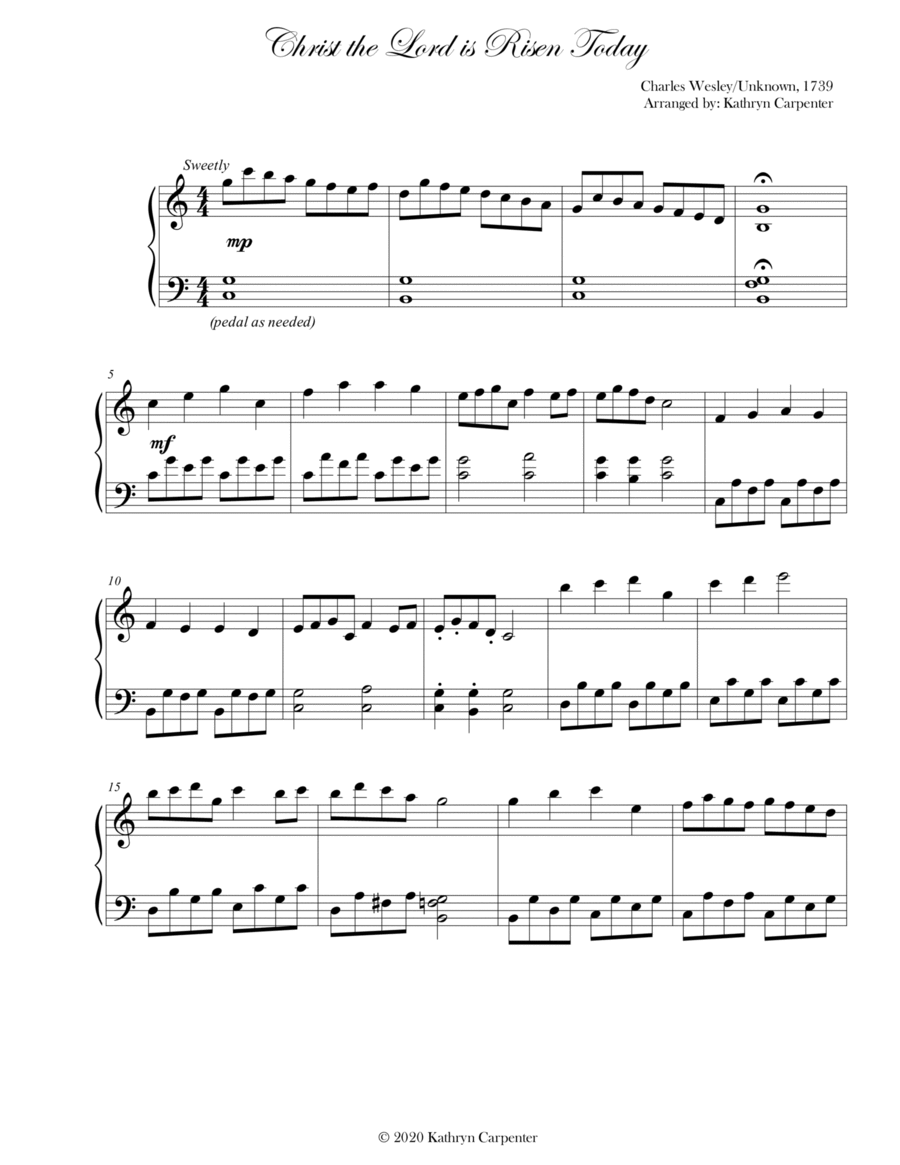 Christ the Lord is Risen Today (Advanced Piano) Piano Solo scores gallery preview page 1