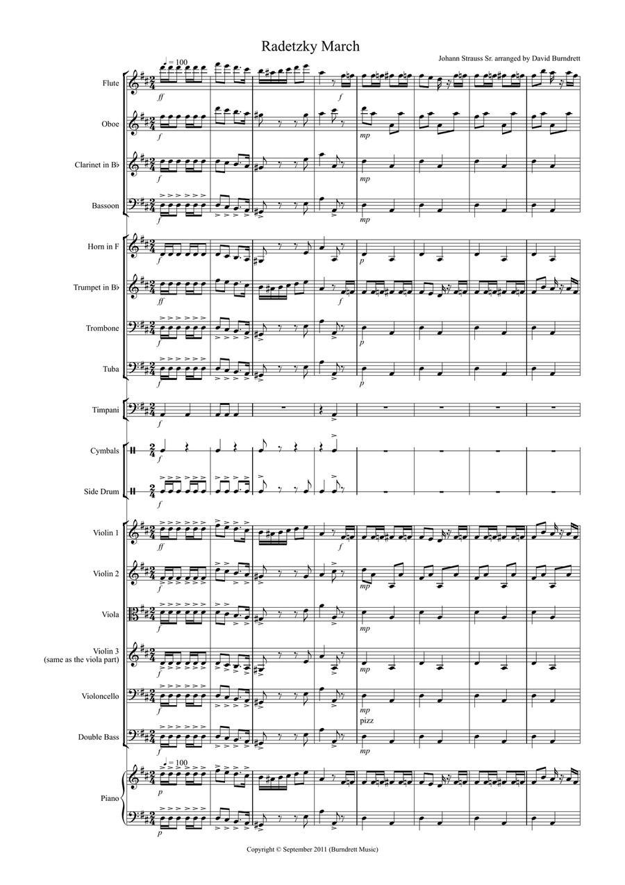 Radetzky March for School Orchestra Full Orchestra scores gallery preview page 1