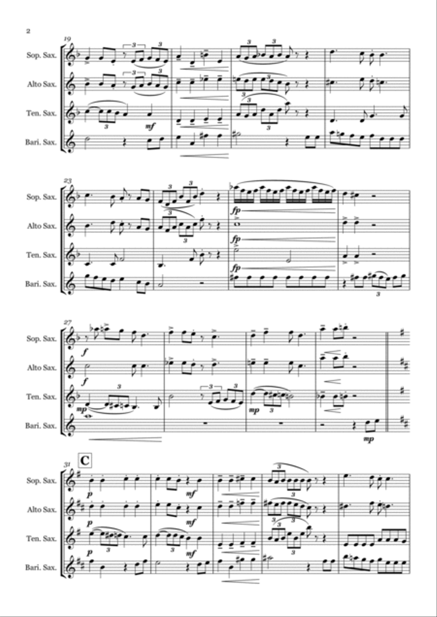 You're A Mean One, Mr. Grinch Saxophone Quartet scores gallery preview page 2