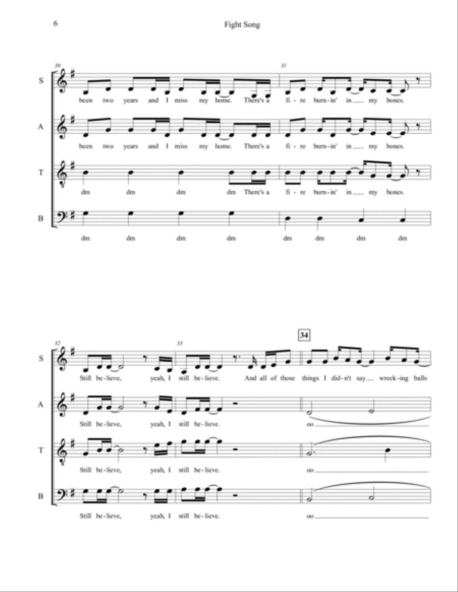 Fight Song 4-Part scores gallery preview page 6