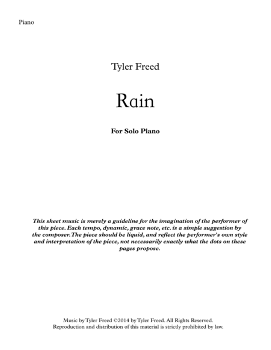 Rain Piano Solo scores gallery preview page 1