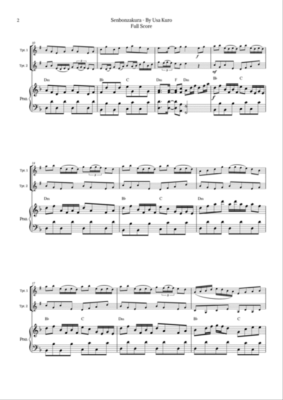Senbonzakura Trumpet Duet scores gallery preview page 2