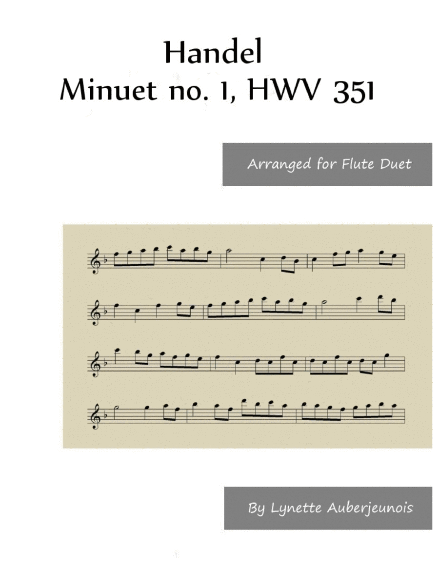 Minuet no. 1, HWV 351 - Flute Duet image number null