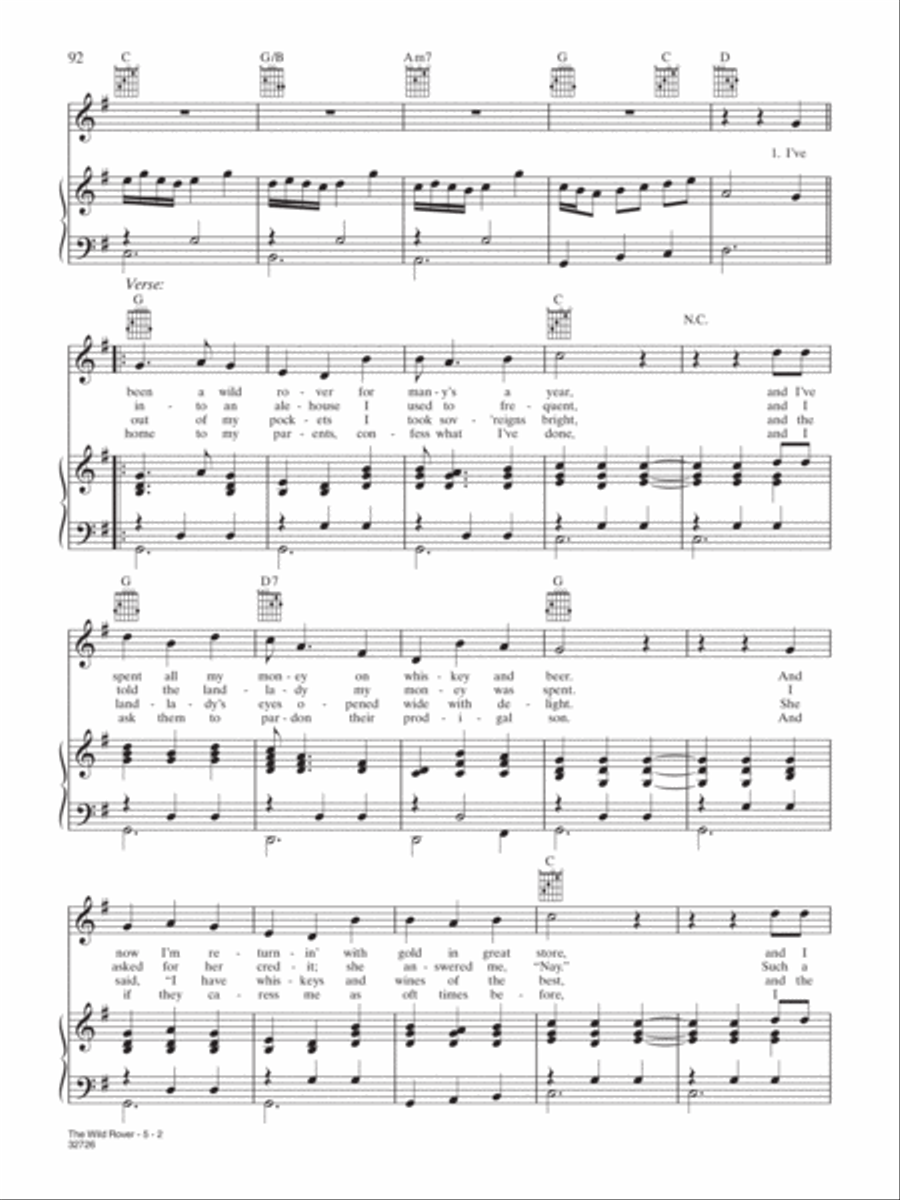 The Wild Rover Piano, Vocal, Guitar scores gallery preview page 2
