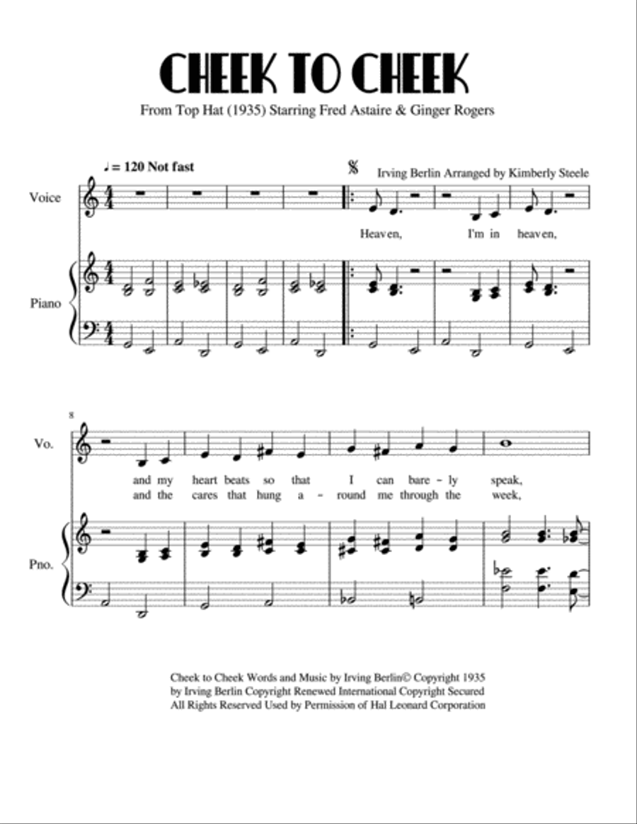 Cheek To Cheek Voice scores gallery preview page 1