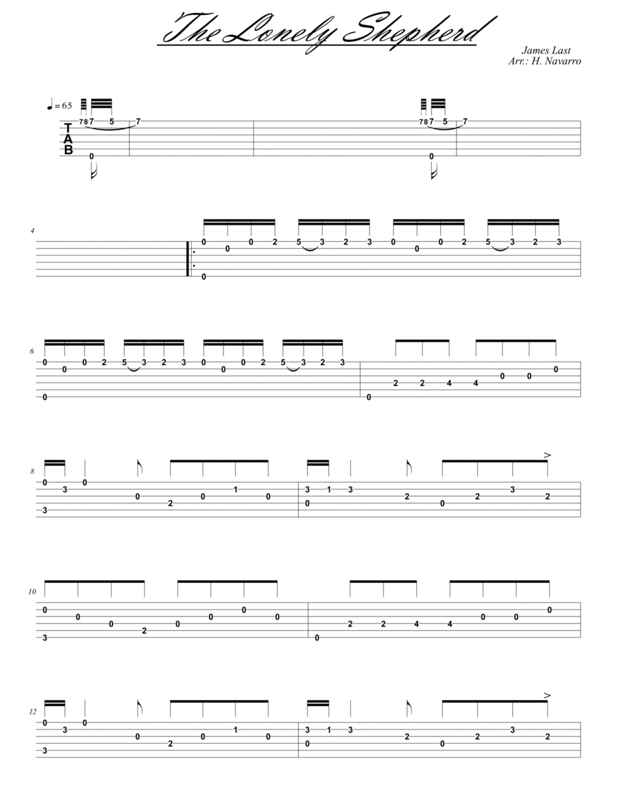 The Lonely Shepherd Acoustic Guitar scores gallery preview page 1