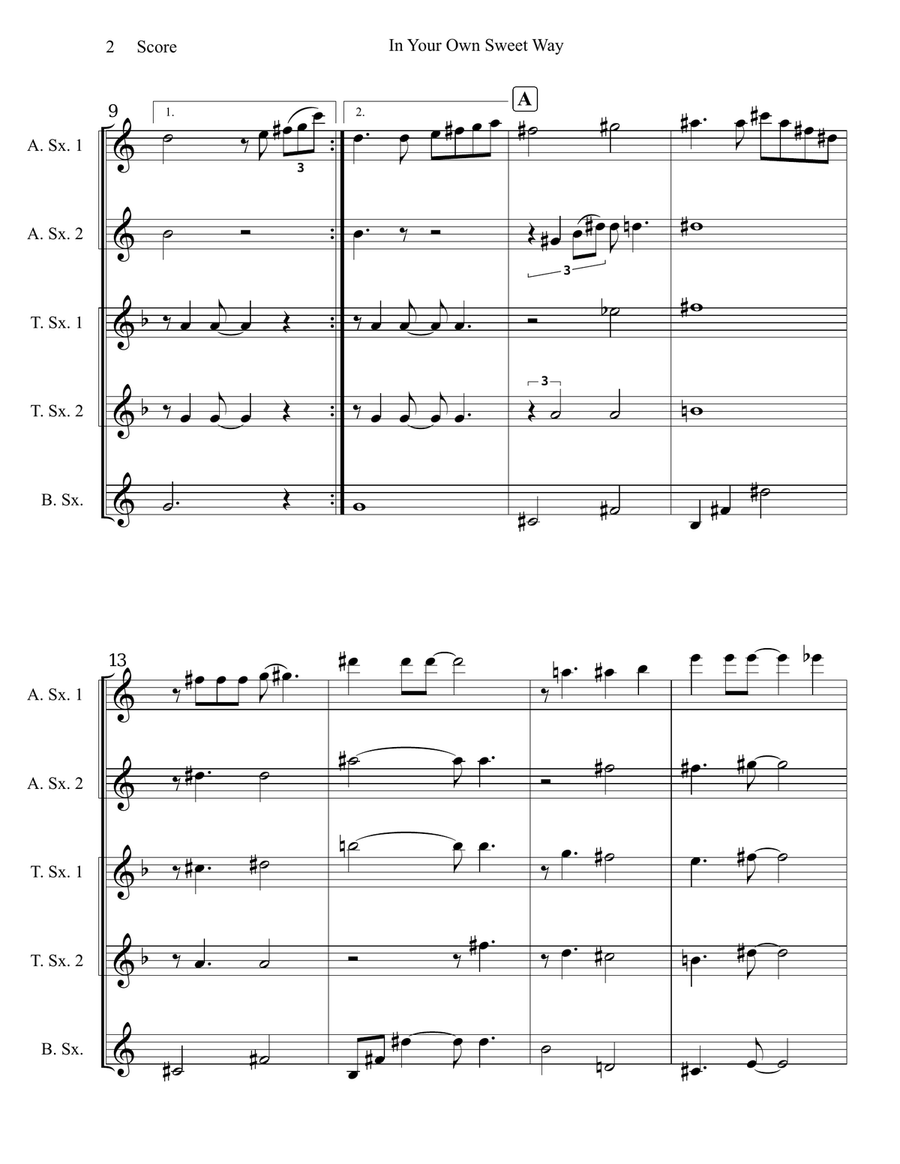 In Your Own Sweet Way Woodwind Ensemble scores gallery preview page 3