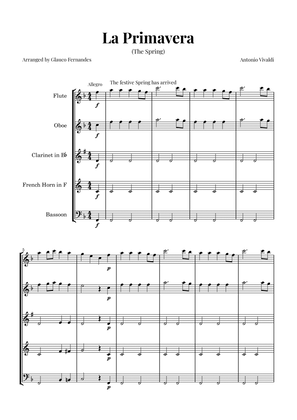 Book cover for La Primavera (The Spring) by Vivaldi - Woodwind Quintet