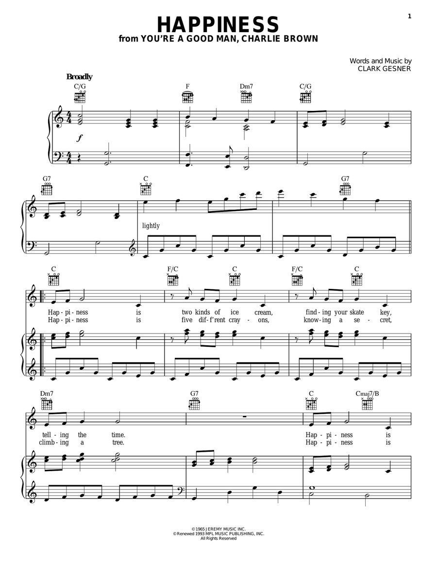 Happiness Happiness Piano, Vocal, Guitar scores gallery preview page 1