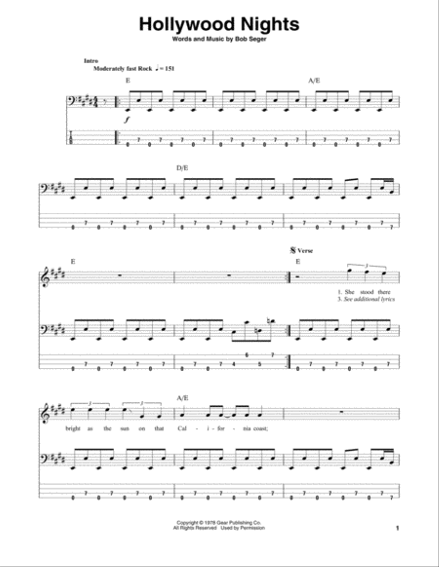 Hollywood Nights Guitar Tablature scores gallery preview page 1
