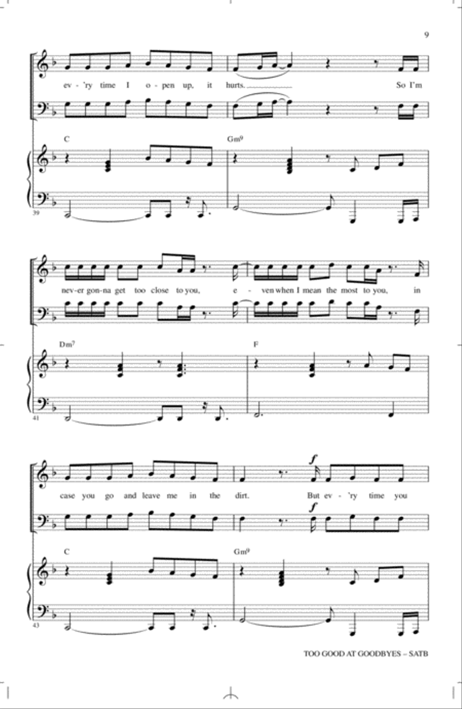 Too Good At Goodbyes 4-Part scores gallery preview page 8