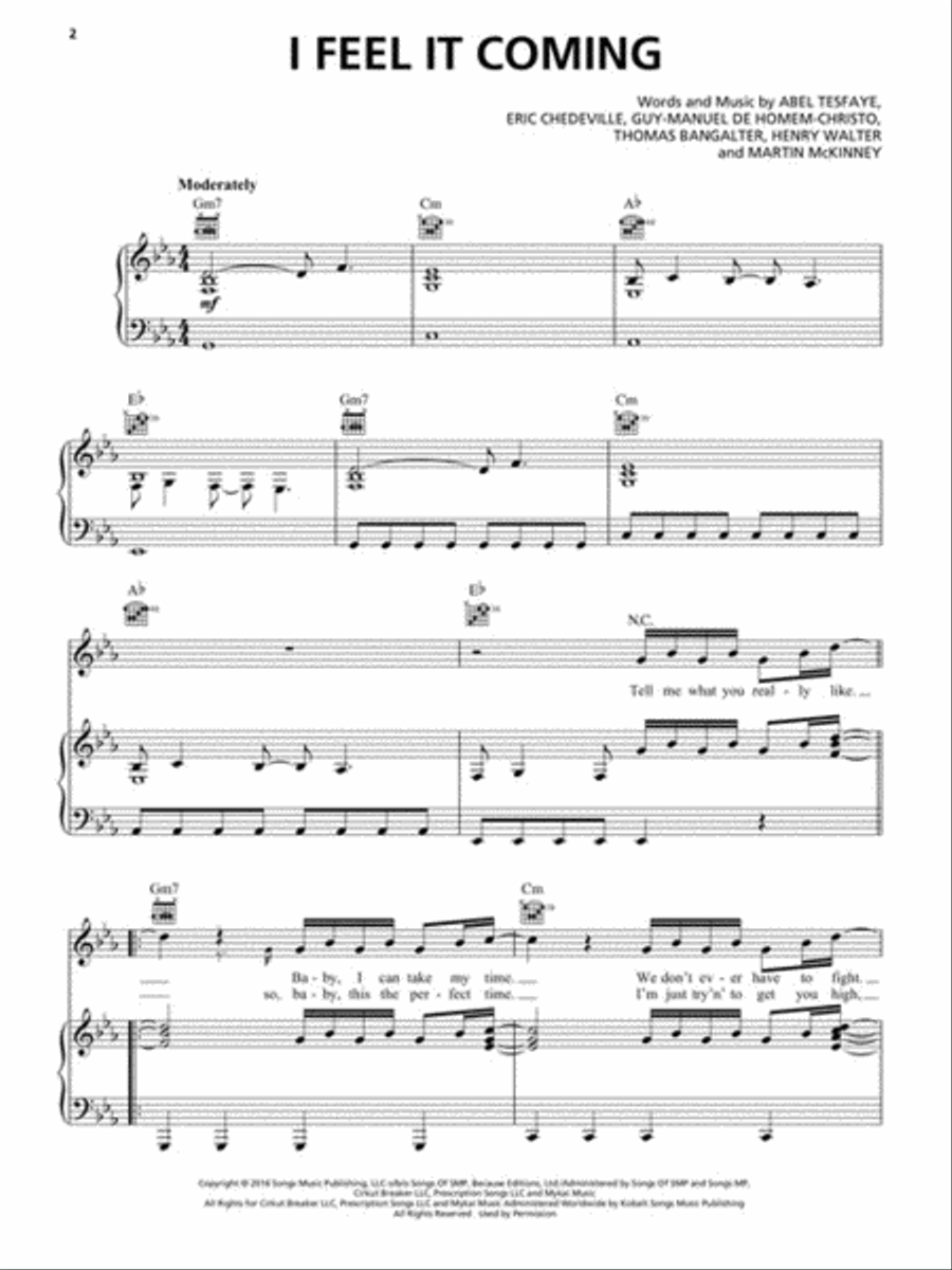 I Feel It Coming Piano, Vocal, Guitar scores gallery preview page 2