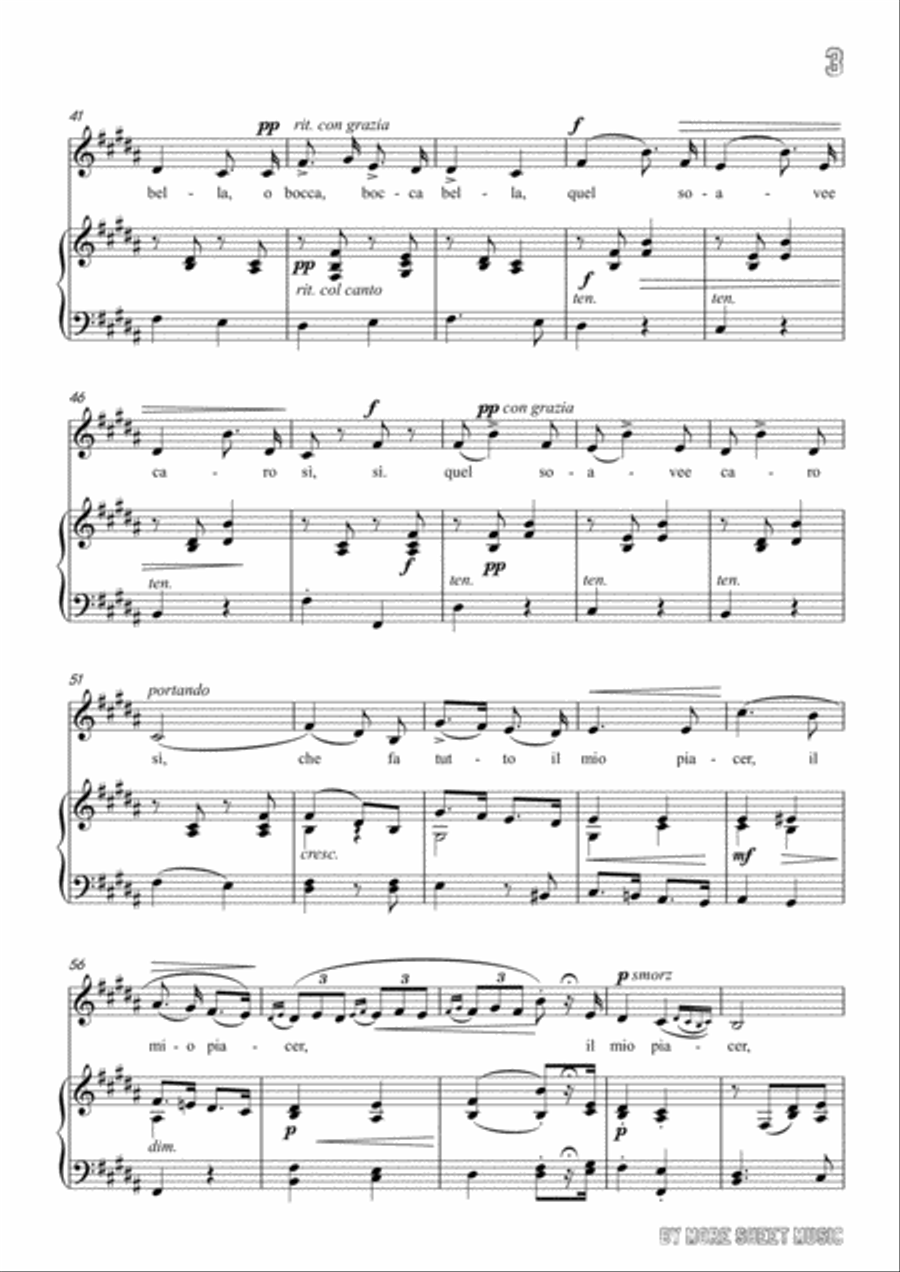 Lotti-Pur dicesti,o bocca bella in B Major,for Voice and Piano Voice Solo scores gallery preview page 5