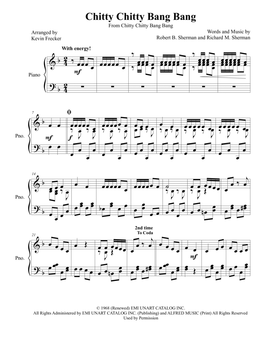 Chitty Chitty Bang Bang Piano Solo scores gallery preview page 1