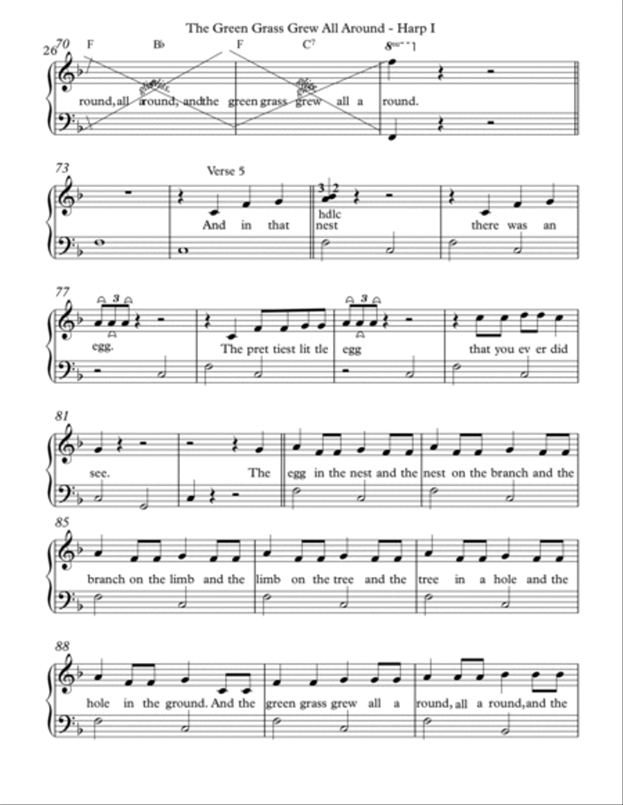 The Green Grass Grows All Around, Harp I Celtic Harp scores gallery preview page 5