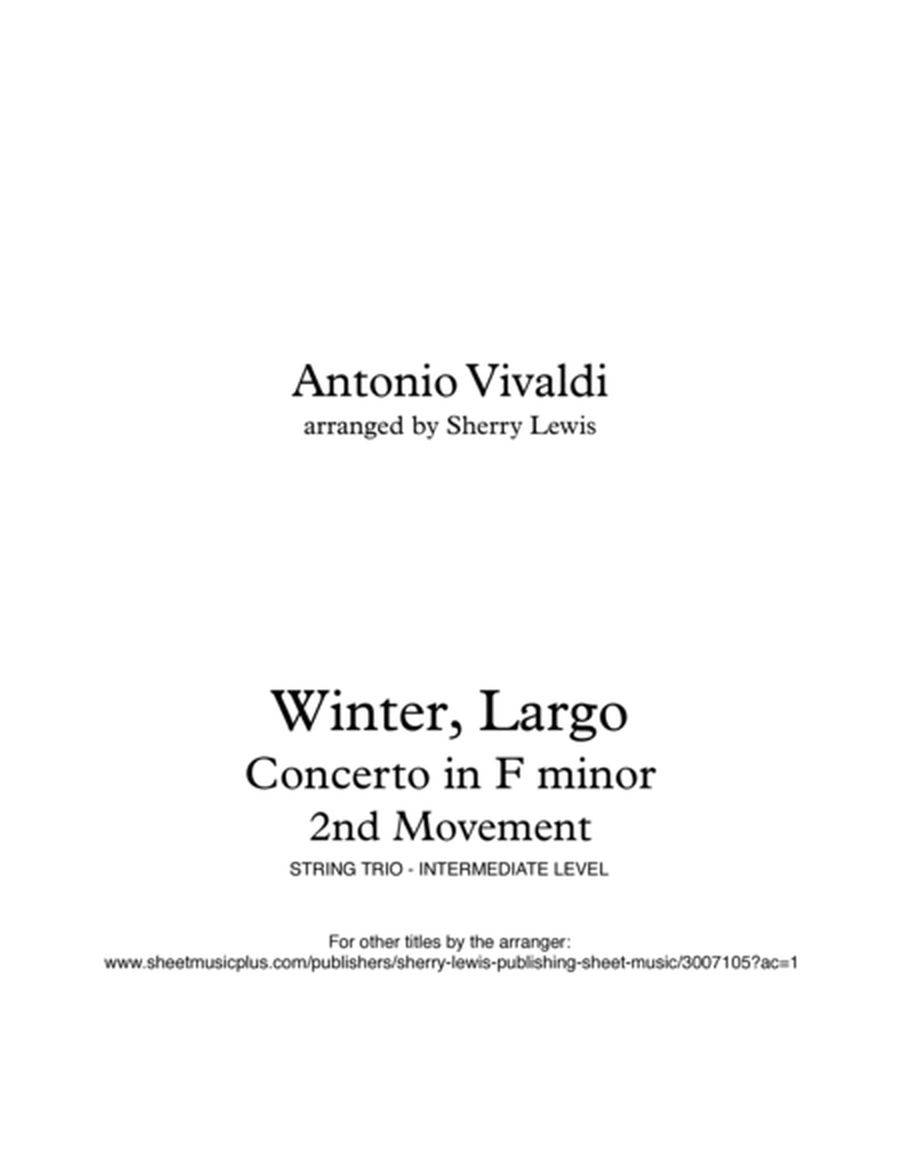 CONCERTO IN F MINOR, WINTER, 2st. Mov. (Largo), String Trio, Intermediate Level for 2 violins and ce image number null