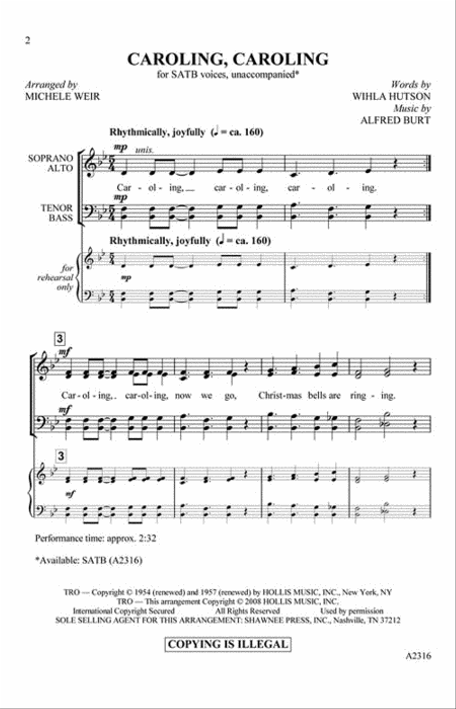 Caroling, Caroling 4-Part scores gallery preview page 2