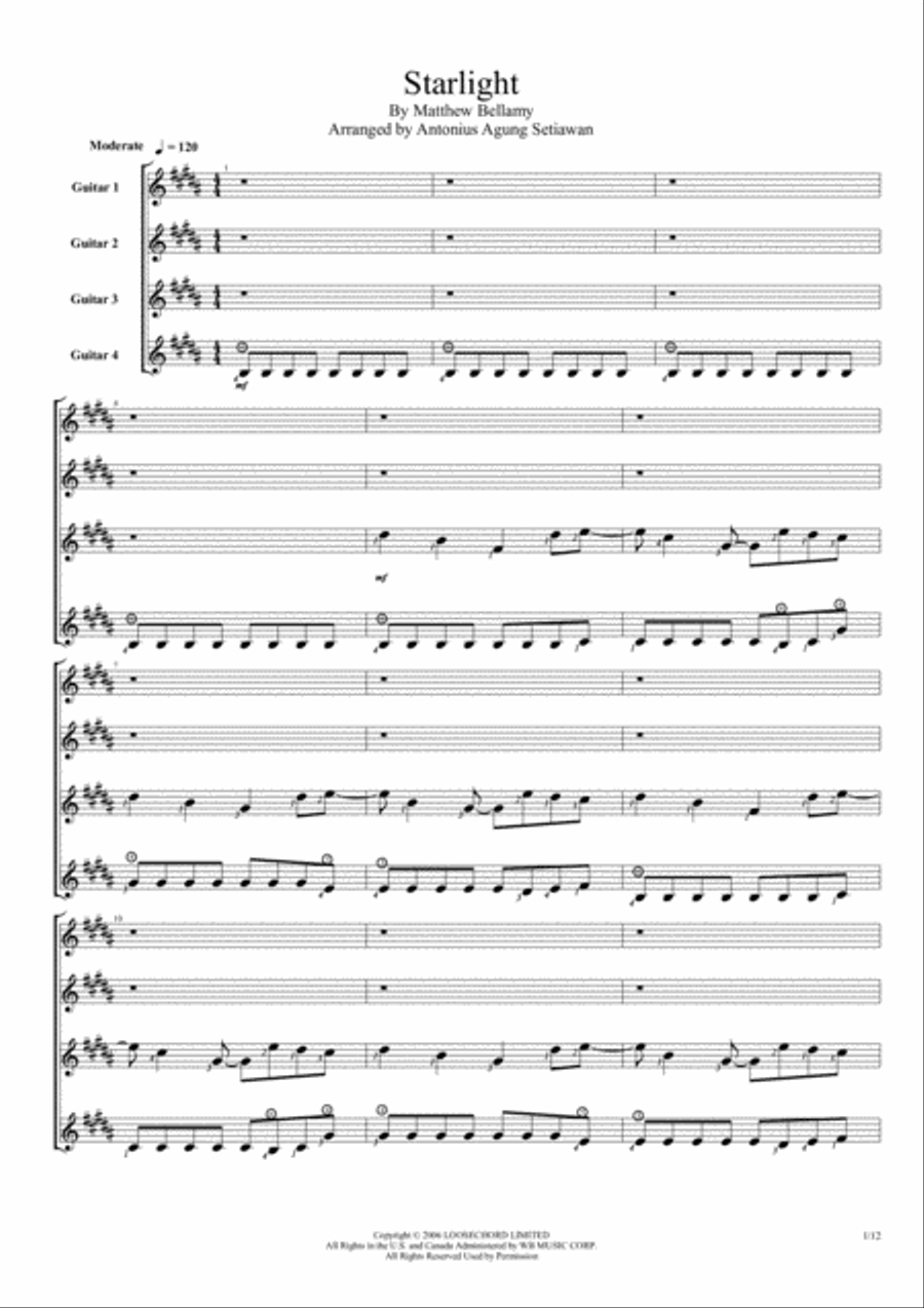 Starlight Guitar Solo scores gallery preview page 1