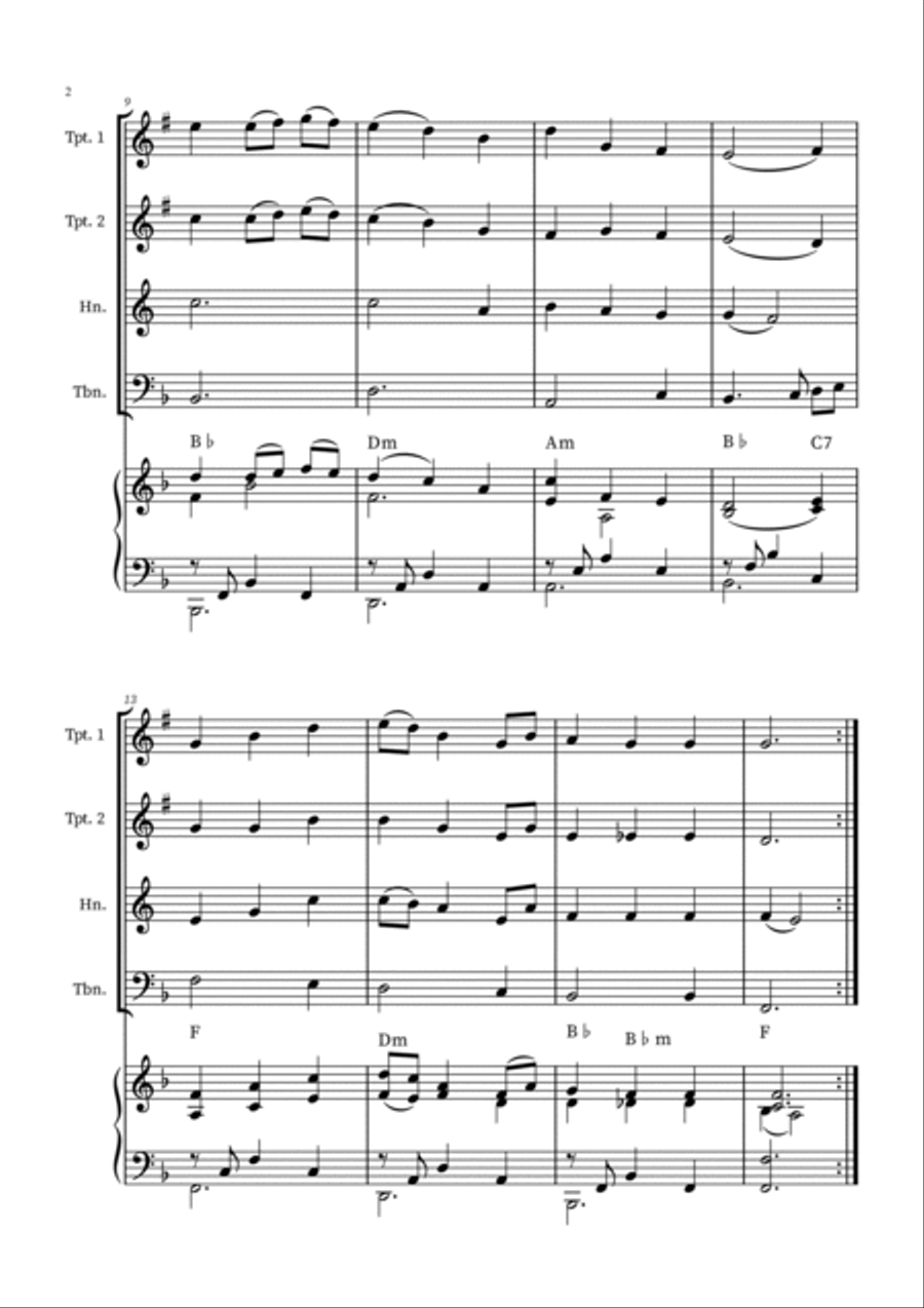 Be Thou My Vision - Brass Quartet (Optional Piano Accompaniment) Brass Quartet scores gallery preview page 2