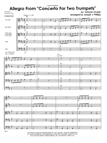 Allegro From "Concerto For Two Trumpets" - Full Score
