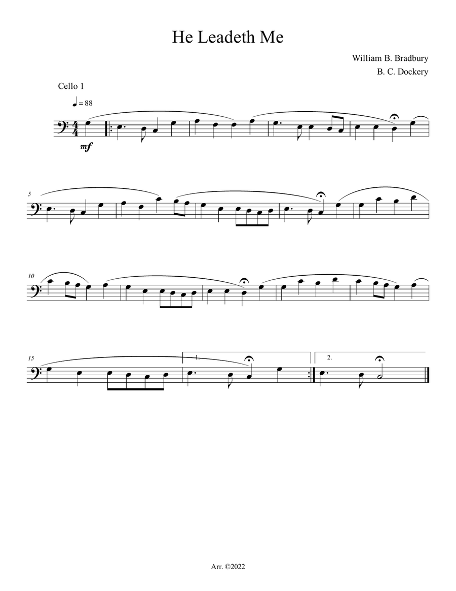 He Leadeth Me (Cello Duet with Piano Accompaniment) String Duet scores gallery preview page 3