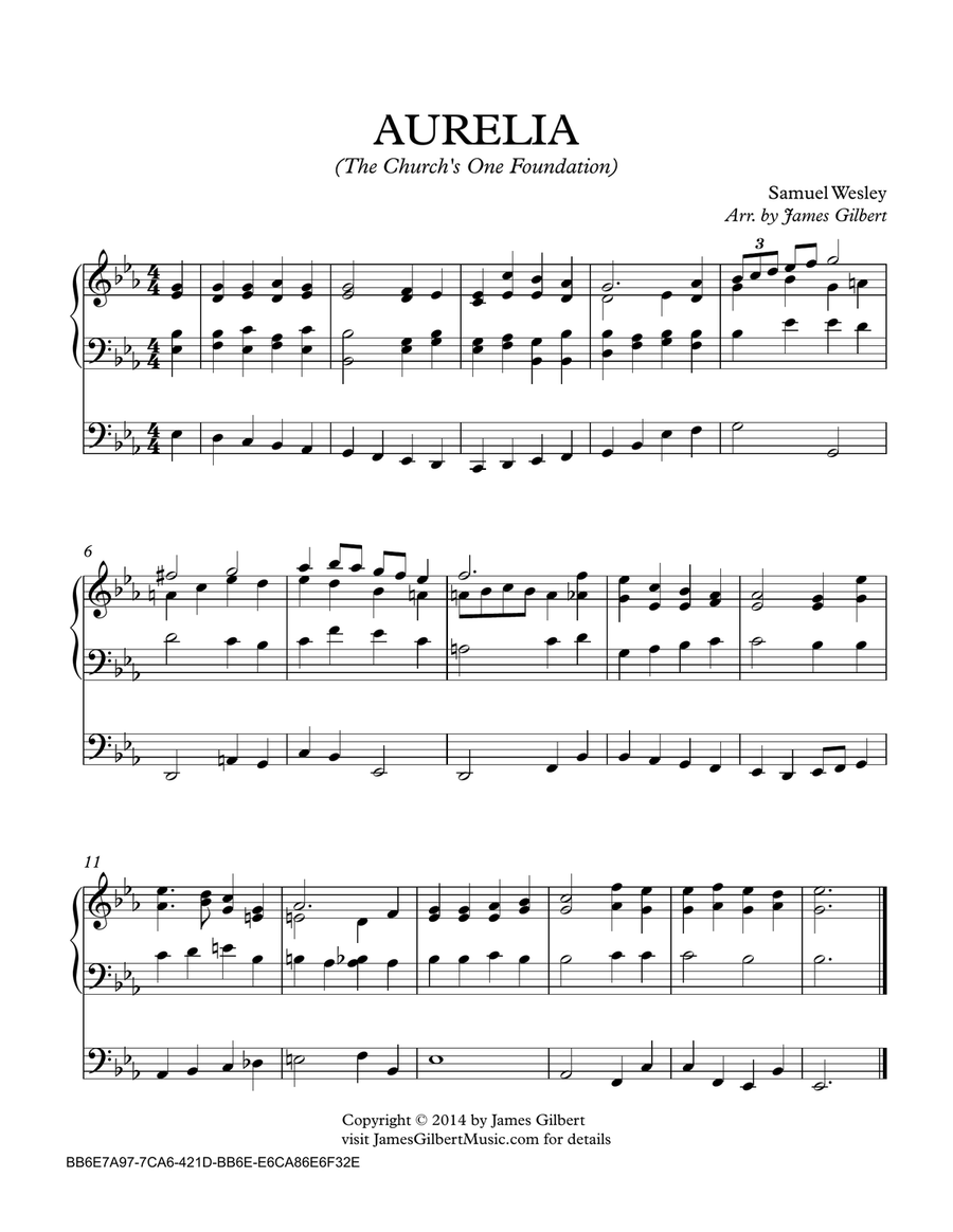 AURELIA (The Church's One Foundation) (ORA) Organ Solo scores gallery preview page 1