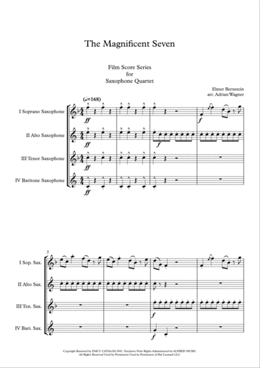 The Magnificent Seven The Magnificent Seven Saxophone Quartet scores gallery preview page 3