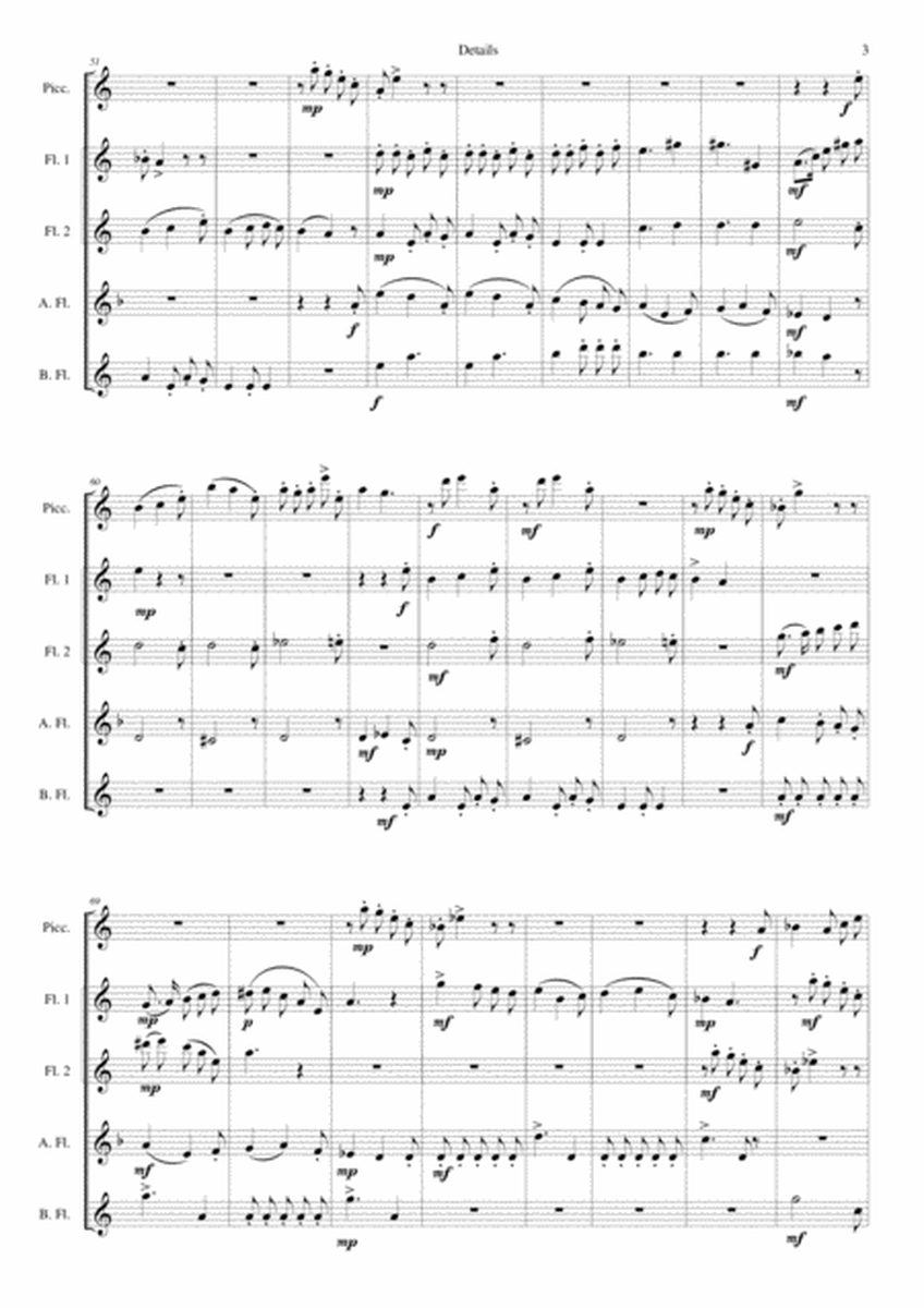 Details for flute quintet (1 piccolo, 2 C flutes, 1 alto flute, 1 bass flute) image number null
