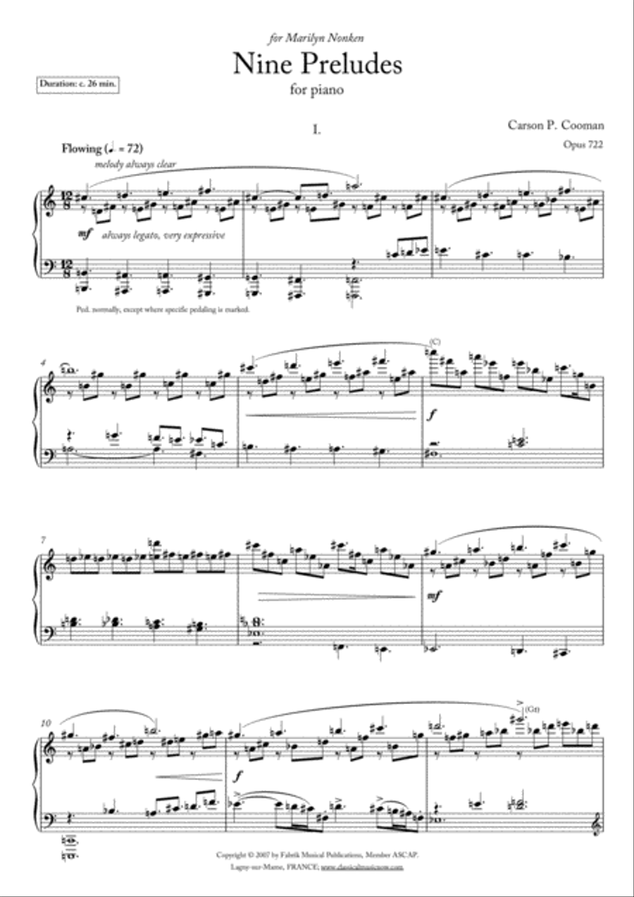 Carson Cooman: Nine Preludes for piano Piano Solo scores gallery preview page 3