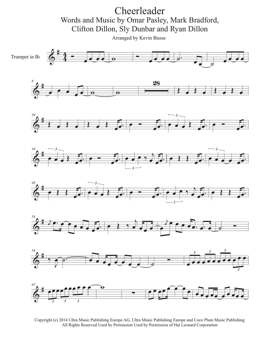 Cheerleader Trumpet Solo scores gallery preview page 1
