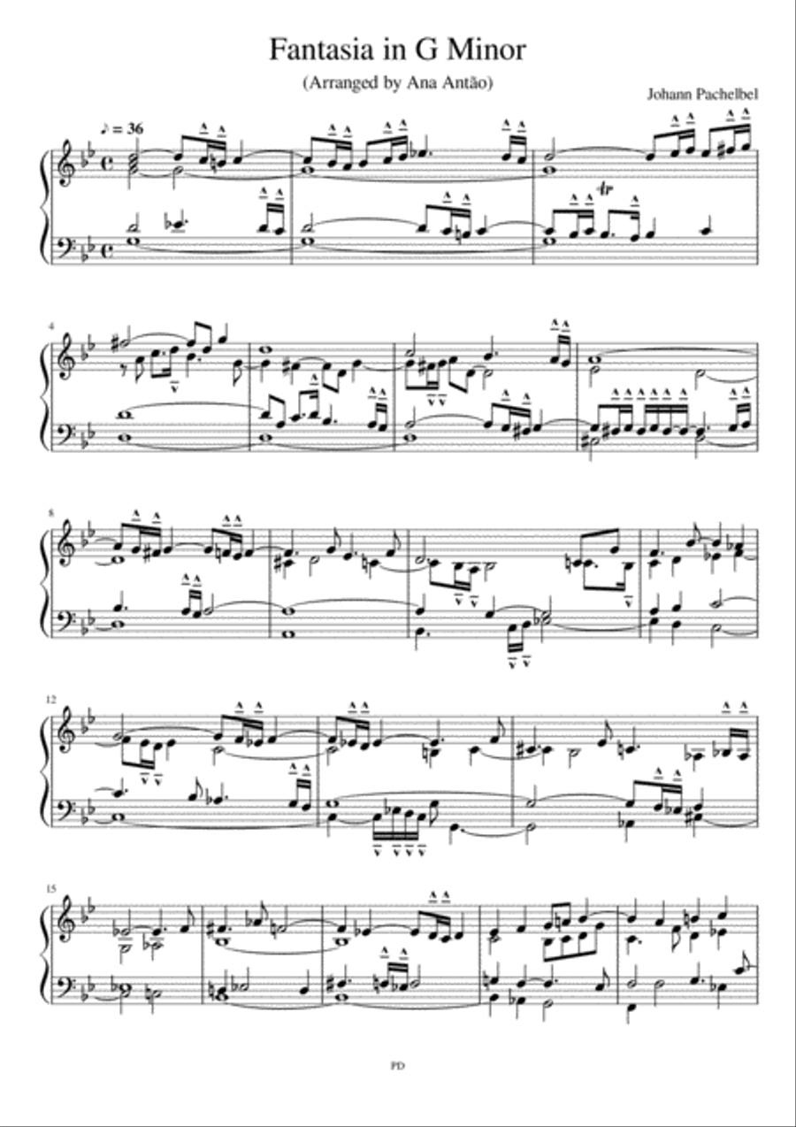 J. Pachelbel Fantasia in G Minor Organ Solo scores gallery preview page 1