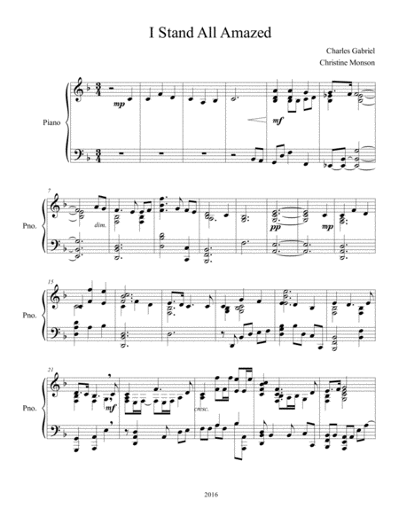 I Stand All Amazed - piano solo, early advanced by Charles H. Gabriel Piano Solo - Digital Sheet Music